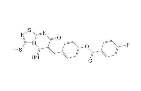 4-[(Z)-(5-imino-3-(methylsulfanyl)-7-oxo-5H-[1,2,4]thiadiazolo[4,5-a]pyrimidin-6(7H)-ylidene)methyl]phenyl 4-fluorobenzoate