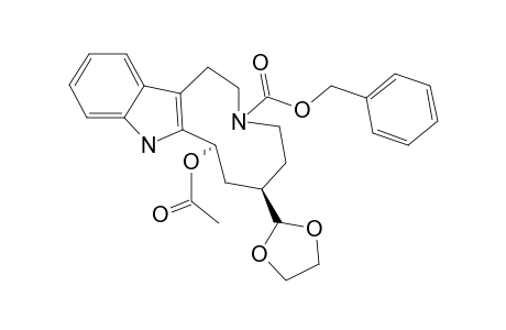 (6-RS,8-RS)-8-ACETOXY-3-BENZYLOXYCARBONYL-6-[2-(1,3-DIOXOLANYL)]-2,3,4,5,6,7,8,9-OCTAHYDRO-1-H-AZECINO-[5.4-B]-INDOLE