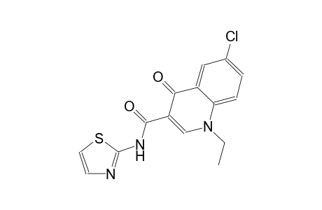 3-quinolinecarboxamide, 6-chloro-1-ethyl-1,4-dihydro-4-oxo-N-(2-thiazolyl)-