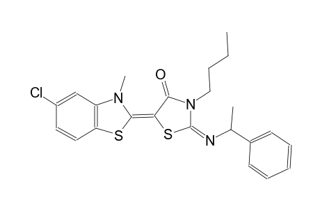 (2E,5Z)-3-butyl-5-(5-chloro-3-methyl-1,3-benzothiazol-2(3H)-ylidene)-2-{[(E)-1-phenylethyl]imino}-1,3-thiazolidin-4-one