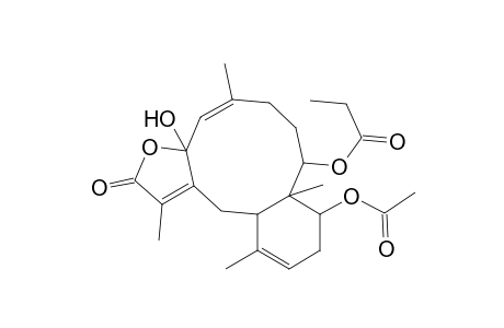9-Acetoxy-3a-hydroxy-2,3a,6,7,8,8a,9,10,12a,13-decahydro-1,5,8a,12-tetramethyl-2-oxobenzo[4,5]cyclodeca[1,2-b]furan-8-yl propanoate
