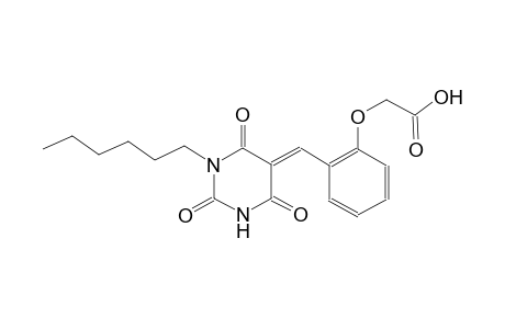 {2-[(E)-(1-hexyl-2,4,6-trioxotetrahydro-5(2H)-pyrimidinylidene)methyl]phenoxy}acetic acid