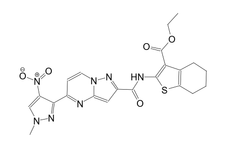 ethyl 2-({[5-(1-methyl-4-nitro-1H-pyrazol-3-yl)pyrazolo[1,5-a]pyrimidin-2-yl]carbonyl}amino)-4,5,6,7-tetrahydro-1-benzothiophene-3-carboxylate