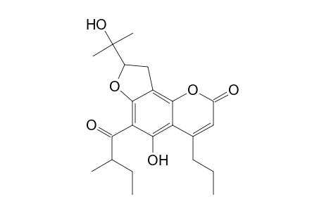 2H-Furo[2,3-h]-1-benzopyran-2-one, 8,9-dihydro-5-hydroxy-8-(1-hydroxy-1-methylethyl)-6-(2-methyl-1-oxobutyl)-4-propyl-