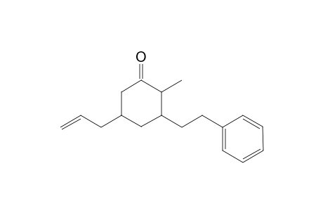 2-Methyl-3-(2-phenethyl)-5-(2-propenyl)cyclohexan-1-one
