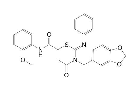 (2Z)-3-(1,3-benzodioxol-5-ylmethyl)-N-(2-methoxyphenyl)-4-oxo-2-(phenylimino)tetrahydro-2H-1,3-thiazine-6-carboxamide