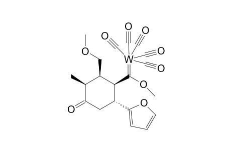 Pentacarbonyl{[(1'R*,2'R*,3'S*,6'R*)-6'-(2-furyl)-2'-methoxymethyl-3'-methyl-4'-oxocyclohexyl]methoxymethylene}tungsten(0)