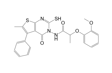 2-(2-methoxyphenoxy)-N-(6-methyl-4-oxo-5-phenyl-2-sulfanylthieno[2,3-d]pyrimidin-3(4H)-yl)propanamide