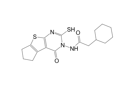 2-cyclohexyl-N-(4-oxo-2-sulfanyl-6,7-dihydro-4H-cyclopenta[4,5]thieno[2,3-d]pyrimidin-3(5H)-yl)acetamide