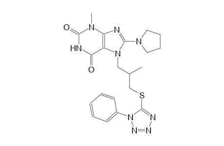 3-methyl-7-{2-methyl-3-[(1-phenyl-1H-tetraazol-5-yl)sulfanyl]propyl}-8-(1-pyrrolidinyl)-3,7-dihydro-1H-purine-2,6-dione