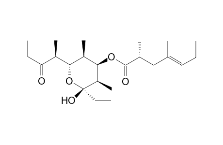 3,5-Dimethyl-6-hydroxy-6-ethyl-2-(3-oxopent-2-yl)tetrahydropyran-4-yl ,4-dimethylhepta-4-enoic acid ester