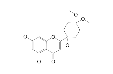 FLAVOTORRESIN;5,7-DIHYDROXY-2-(1-HYDROXY-4,4-DIMETHOXYCYCLOHEXYL)-CHROMEN-4-ONE