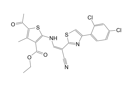ethyl 5-acetyl-2-({(Z)-2-cyano-2-[4-(2,4-dichlorophenyl)-1,3-thiazol-2-yl]ethenyl}amino)-4-methyl-3-thiophenecarboxylate