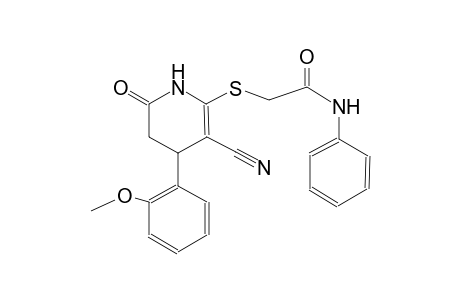 2-{[3-cyano-4-(2-methoxyphenyl)-6-oxo-1,4,5,6-tetrahydro-2-pyridinyl]sulfanyl}-N-phenylacetamide