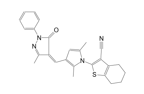 2-{2,5-dimethyl-3-[(Z)-(3-methyl-5-oxo-1-phenyl-1,5-dihydro-4H-pyrazol-4-ylidene)methyl]-1H-pyrrol-1-yl}-4,5,6,7-tetrahydro-1-benzothiophene-3-carbonitrile