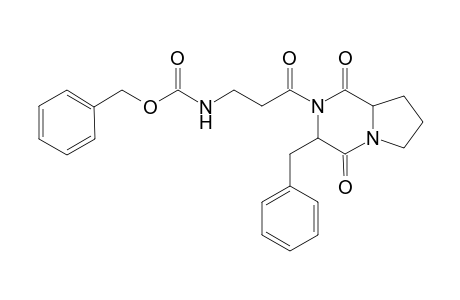 Carbamic acid, [3-[hexahydro-1,4-dioxo-3-(phenylmethyl)pyrrolo[1,2-a]pyrazin-2(1H)-y l]-3-oxopropyl]-, phenylmethyl ester, (3S-cis)-