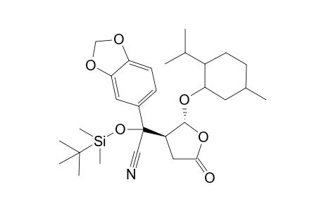 (-)-(4R,5R)-4-(.alpha.-[tert-Butyldimethylsilyl]-3',4'-methylenedioxyphenylacetonitrile-5-(1-menthyloxy)butyroactone