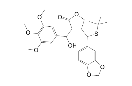 4-[1,3-benzodioxol-5-yl(tert-butylsulfanyl)methyl]-3-[hydroxy-(3,4,5-trimethoxyphenyl)methyl]oxolan-2-one