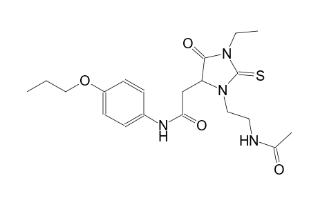 2-{3-[2-(acetylamino)ethyl]-1-ethyl-5-oxo-2-thioxo-4-imidazolidinyl}-N-(4-propoxyphenyl)acetamide