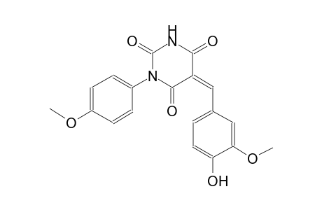 2,4,6(1H,3H,5H)-pyrimidinetrione, 5-[(4-hydroxy-3-methoxyphenyl)methylene]-1-(4-methoxyphenyl)-, (5Z)-