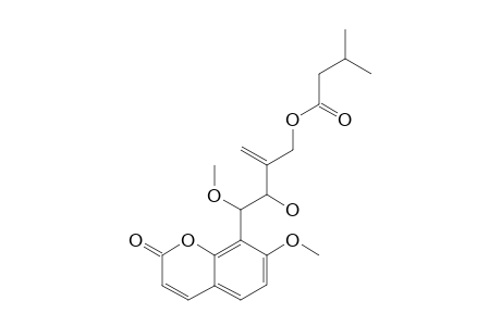 MICROMELOSIDE-C;7-METHOXY-8-(1'-METHOXY-2',4'-DIHYDRO-3'-METHYLENE-4'-O-ISOVALERYL-BUTYL)-COUMARIN
