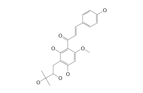 XANTHOHUMOL-G;(+/-)-(2E)-1-[2,4-DIHYDROXY-3-(2,3-DIHYDROXY-3-METHYLBUTYL)-6-METHOXYPHENYL]-3-(4-HYDROXYPHENYL)-2-PROPEN-1-ONE