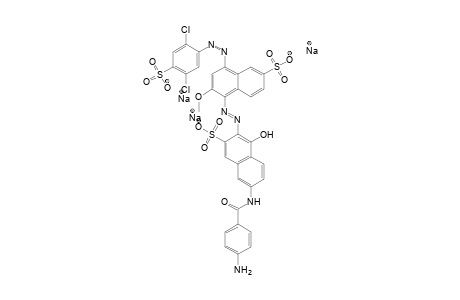 Trisodium 7-[(4-aminobenzoyl)amino]-3-({4-[(2,5-dichloro-4-sulfonatophenyl)diazenyl]-2-methoxy-6-sulfonato-1-naphthyl}diazenyl)-4-hydroxy-2-naphthalenesulfonate