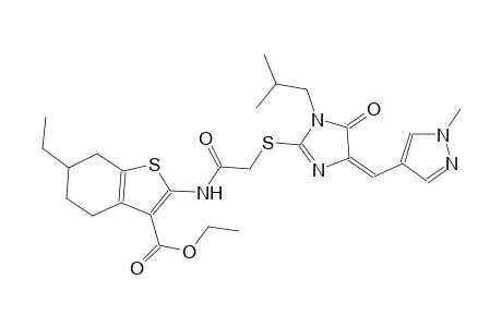 ethyl 6-ethyl-2-{[({(4E)-1-isobutyl-4-[(1-methyl-1H-pyrazol-4-yl)methylene]-5-oxo-4,5-dihydro-1H-imidazol-2-yl}sulfanyl)acetyl]amino}-4,5,6,7-tetrahydro-1-benzothiophene-3-carboxylate