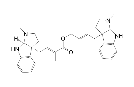 2-Butenoic acid, 2-methyl-4-(2,3,8,8a-tetrahydro-1-methylpyrrolo[2,3-b]indol-3a(1H)-yl)-, 2-methyl-4-(2,3,8,8a-tetrahydro-1-methylpyrrolo[2,3-b]indol-3a(1H)-yl)-2-butenyl ester, [3aS-[3a.alpha.[E[E(3aR*,8aR*)]],8a.alpha.]]-