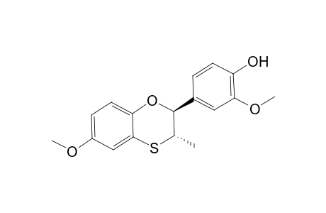 (E)-2-(3-Methoxy-4-hydroxyphenyl)-3-methyl-2,3-dihydro-6-methoxy-1,4-benzoxathiin