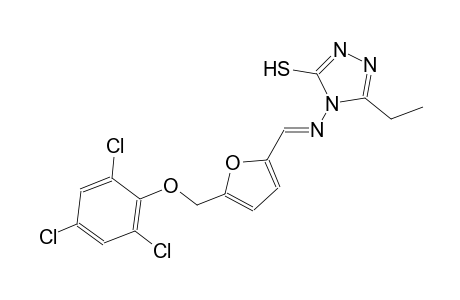 5-ethyl-4-[((E)-{5-[(2,4,6-trichlorophenoxy)methyl]-2-furyl}methylidene)amino]-4H-1,2,4-triazole-3-thiol