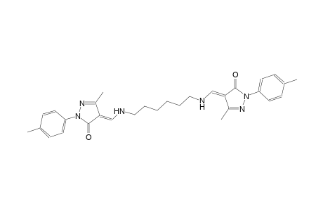 3H-pyrazol-3-one, 4-[[[6-[[(E)-[1,5-dihydro-3-methyl-1-(4-methylphenyl)-5-oxo-4H-pyrazol-4-ylidene]methyl]amino]hexyl]amino]methylene]-2,4-dihydro-5-methyl-2-(4-methylphenyl)-, (4E)-