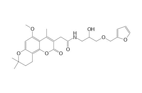 N-(3-(furan-2-ylmethoxy)-2-hydroxypropyl)-2-(5-methoxy-4,8,8-trimethyl-2-oxo-2,8,9,10-tetrahydropyrano[2,3-f]chromen-3-yl)acetamide