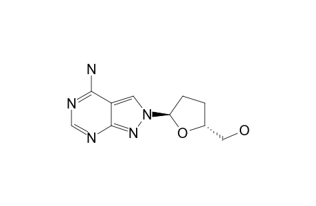 4-AMINO-2-(2,3-DIDEOXY-ALPHA-D-GLYCERO-PENTOFURANOSYL)-2H-PYRAZOLO-[3,4-D]-PYRIMIDINE