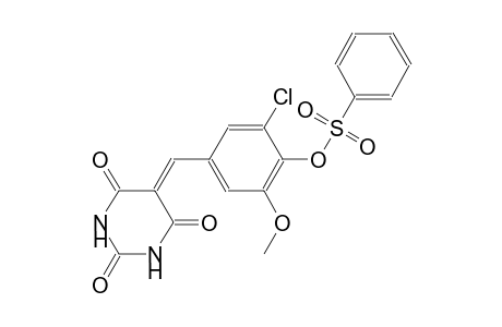 2-chloro-6-methoxy-4-[(2,4,6-trioxotetrahydro-5(2H)-pyrimidinylidene)methyl]phenyl benzenesulfonate