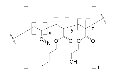 Terpolymer poly(acrylonitrile-stat-butyl acrylate-stat-hydroxyethyl methacrylate)