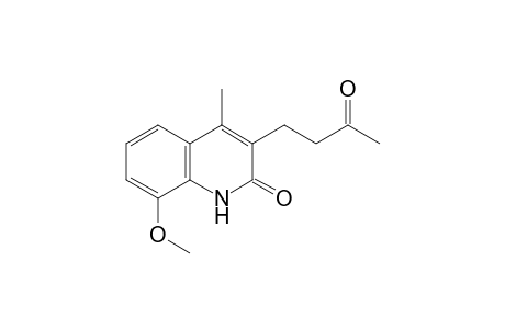 Quinolin-2(1H)-one, 8-methoxy-4-methyl-3-(3-oxobutyl)-