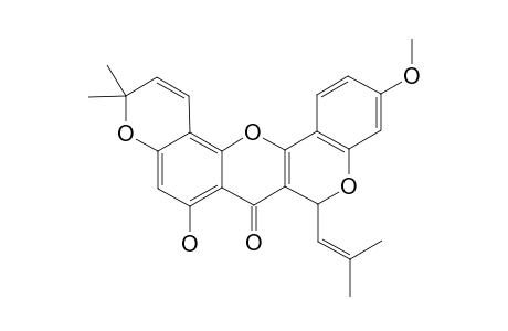 ARTOCOMMUNOL-CA;4'-O-METHYLCYCLOMORUSIN;5-HYDROXY-4'-METHOXY-7,8-(2,2-DIMETHYL-6H-PYRANO)-9-(2-METHYLPROPENYL)-9H-CHROMENO-[4,3-B]-CHROMEN-4-ONE