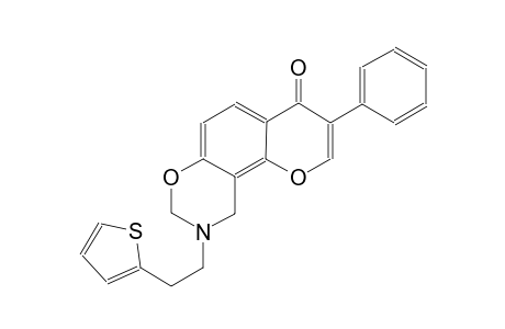 4H,8H-pyrano[2,3-f][1,3]benzoxazin-4-one, 9,10-dihydro-3-phenyl-9-[2-(2-thienyl)ethyl]-