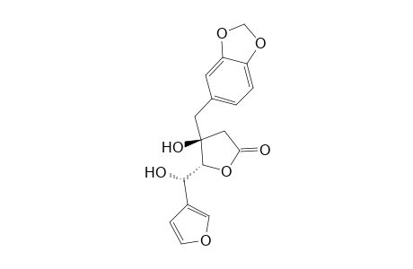 (3S*,4R*)-3-Hydroxy-3-(3,4-methylenedioxybenzyl)-4-[.alpha.(S)-.alpha.-hydroxy-3-furoyl]-.gamma.-butyrolactone