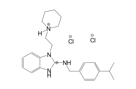 (E)-1-(2-(2-((4-isopropylbenzyl)iminio)-2,3-dihydro-1H-benzo[d]imidazol-1-yl)ethyl)piperidin-1-ium chloride