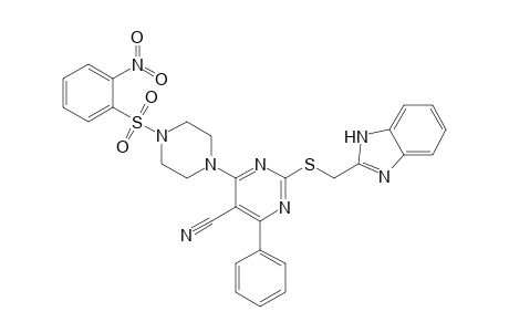 2-((1H-Benzo[d]imidazol-2-yl)methylthio)-6-phenyl-4-(4-(2-nitrobenzenesulphonyl)piperazin-1-yl)pyrimidine-5-carbonitrile