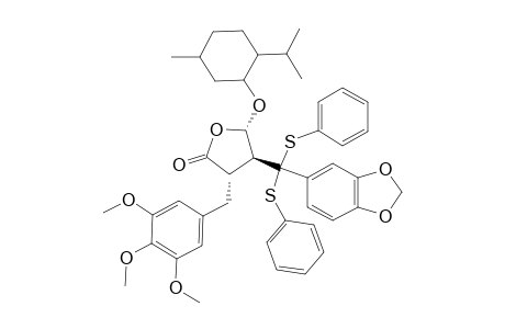 (-)-(3R,4R,5R)-3-(3',4',5'-TRIMETHOXYBENZYL)-4-[3'',4''-METHYLENEDIOXY-ALPHA,ALPHA-BIS-(PHENYLTHIO)-BENZYL]-5-(1-MENTHYLOXY)-BUTYROLACTONE