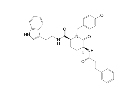 (2S*,5S*)-1-(4-Methoxybenzyl)-5-methyl-6-oxo-5-[(3-phenylpropionyl)amino]piperidine-2-carboxylic acid [2-(1H-indol-3-yl)ethyl]amide