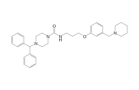 4-Benzhydryl-N-(3-(3-(piperidin-1-ylmethyl)phenoxy)propyl)piperazine-1-carboxamide