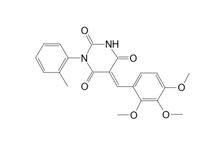(5E)-1-(2-methylphenyl)-5-[(2,3,4-trimethoxyphenyl)methylidene]-1,3-diazinane-2,4,6-trione