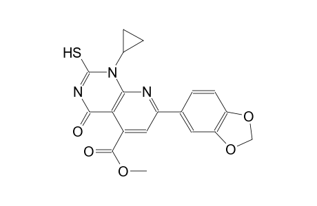 pyrido[2,3-d]pyrimidine-5-carboxylic acid, 7-(1,3-benzodioxol-5-yl)-1-cyclopropyl-1,4-dihydro-2-mercapto-4-oxo-, methyl ester