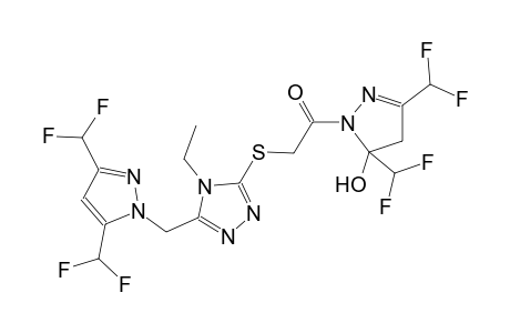 1-{[(5-{[3,5-bis(difluoromethyl)-1H-pyrazol-1-yl]methyl}-4-ethyl-4H-1,2,4-triazol-3-yl)sulfanyl]acetyl}-3,5-bis(difluoromethyl)-4,5-dihydro-1H-pyrazol-5-ol