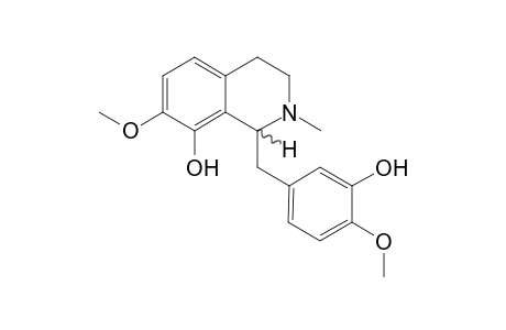 (RS)-(.+/-.)-1,2,3,4-Tetrahydro-1-(3-hydroxy-4-methoxybenzyl)-7-methoxy-2-methyl-8-isoquinolinol