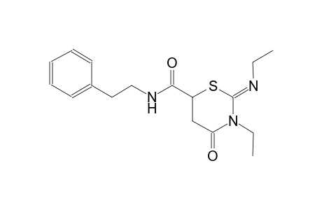 (2Z)-3-ethyl-2-[(Z)-ethylimino]-4-oxo-N-(2-phenylethyl)tetrahydro-2H-1,3-thiazine-6-carboxamide